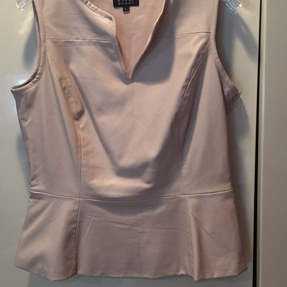 Sand color like leather peplum top